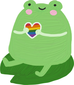 Cute Painterly Pride Frog with Rainbow LGBT Heart